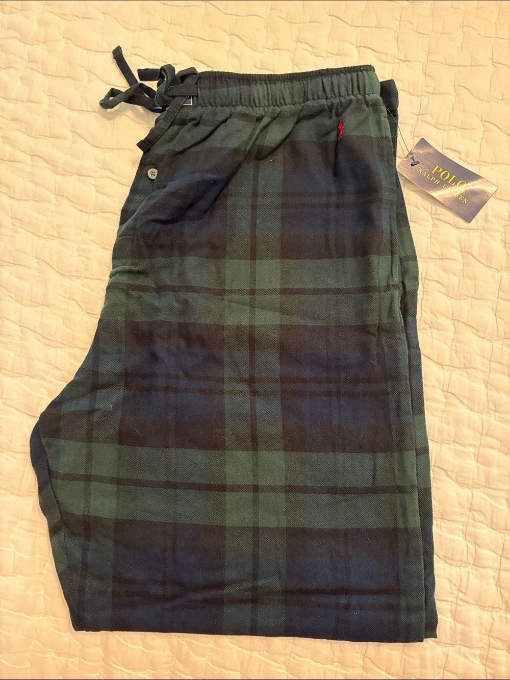 NWT- Polo Ralph Lauren Men’s XL Navy/Green Plaid Pajama Bottoms